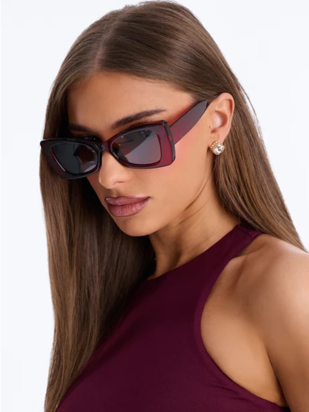 Leading The Way  Burgundy Cat-Eye Sunglasses NEW 🏷️